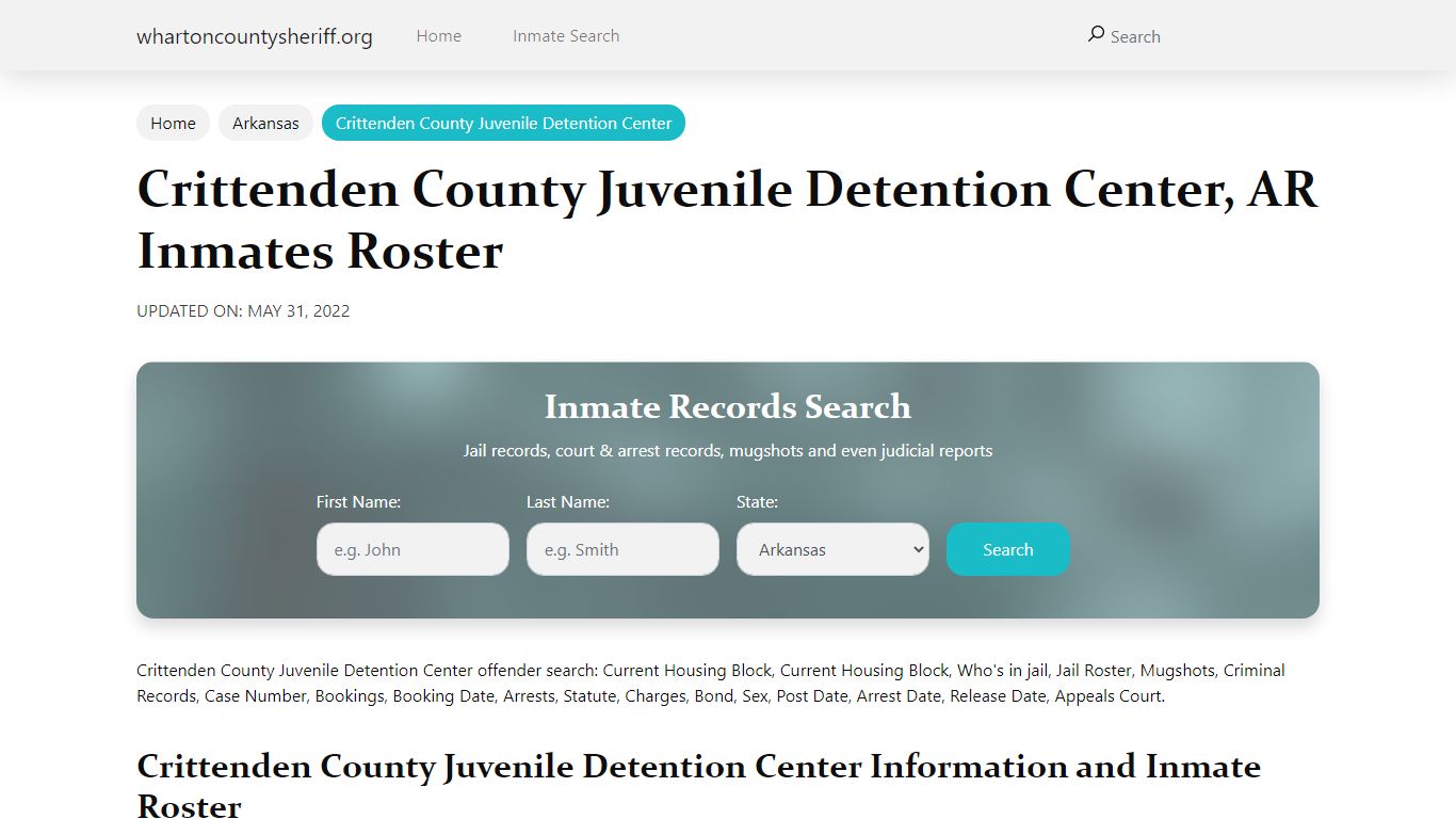 Crittenden County Juvenile Detention Center, AR Jail ...